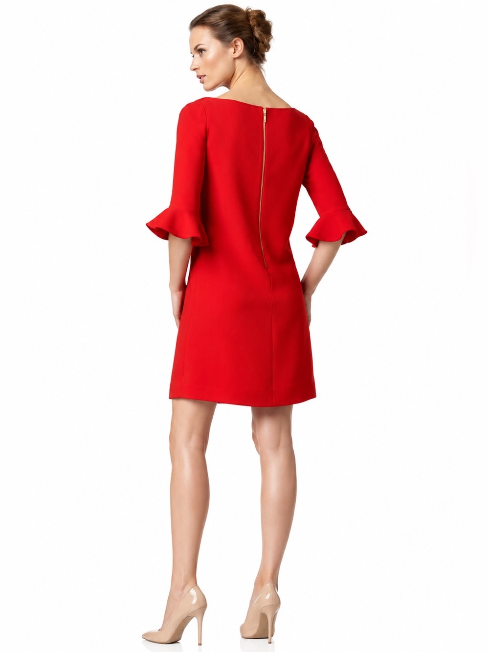 Kate Spade Luna Red Ruffle-Sleeve Dress - Size 4 - Picture 2 of 4